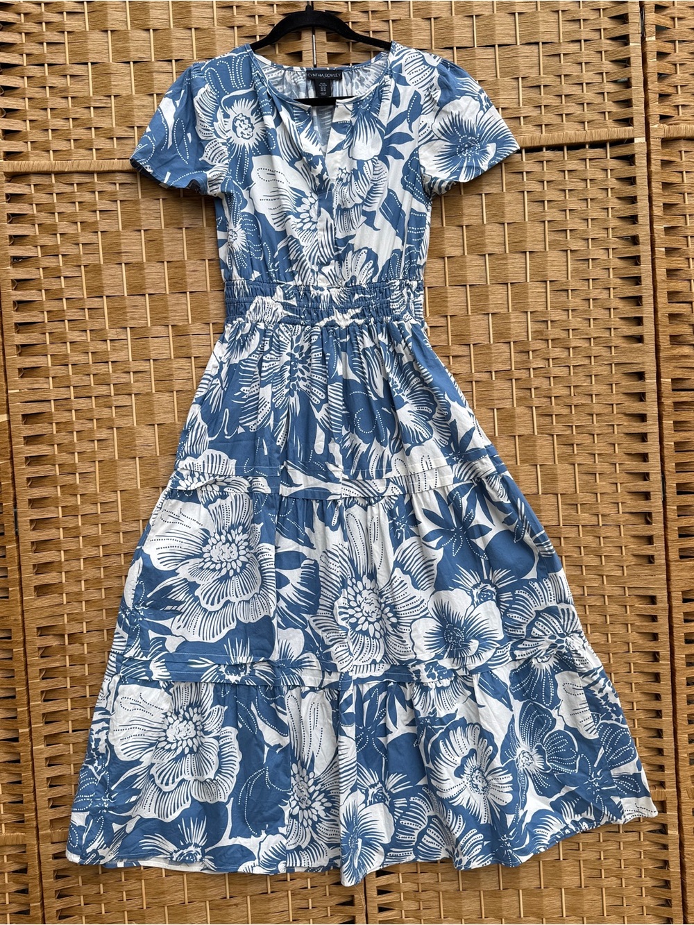 Cynthia Rowley Blue and White Floral Maxi Dress